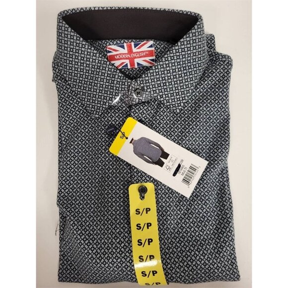 Modern English Shirt NWT Men’s Small Black Grey Pattern Button Up - Picture 1 of 2